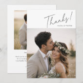 Rustikale Handschrift-Foto-Hochzeit Dankeskarte (Vorne/Hinten)