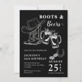 Rustikale Handschuhstiefel & Bier jeden Geburtstag Einladung (Vorderseite)