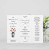 Rustikale handverlesene Blume Tri-Fold Hochzeitspr (Stehend Vorderseite)