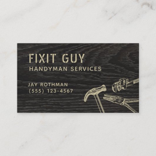 Rustikale Handyman-Werkzeuge, Bauwesen Visitenkarte (Vorderseite)