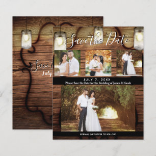 Rustikale Hängeleuchten Hochzeit Foto Save the Dat