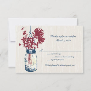 Rustikale Hängende Mason Jar Hochzeitseinladung RSVP Karte