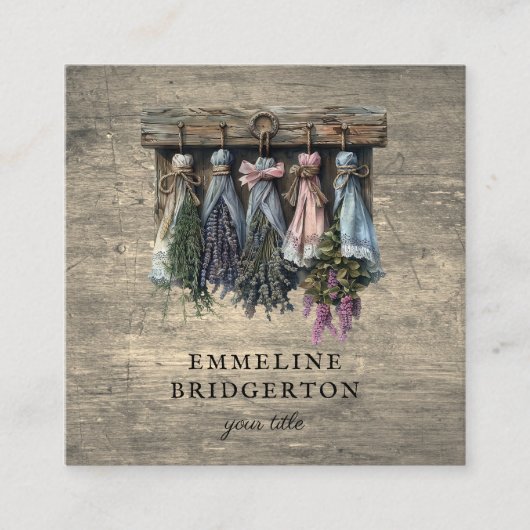 Rustikale Hängetrocknete Blume Quadratische Visitenkarte (Vorderseite)