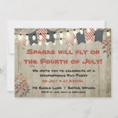 Rustikale Hanging Lights Amerikanische Unabhängigk Einladung (Vorderseite)