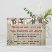 Rustikale Hanging Lights Amerikanische Unabhängigk Einladung (Stehend Vorderseite)