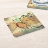 Rustikale Hanging Wood Hearts Save the Date Rechteckiger Pappuntersetzer (angewinkelt)