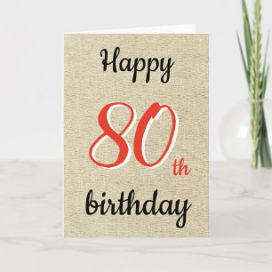 Rustikale Happy Birthday Schrift 80. Geburtstag Karte