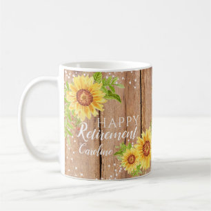 Rustikale Happy Retirement Blumen-Tasse Kaffeetasse
