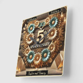 Rustikale Harmonie 5. Jahrestag Blumenmuster Quadratische Wanduhr (Winkel)