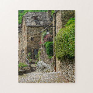 Rustikale Häuser Gebäude Belcastel Frankreich Reis Puzzle