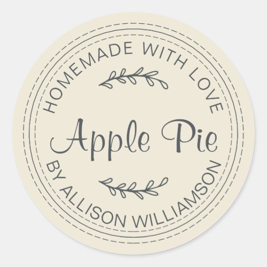 Rustikale hausgemachte Apfelkuchen Antique White Runder Aufkleber (Vorderseite)