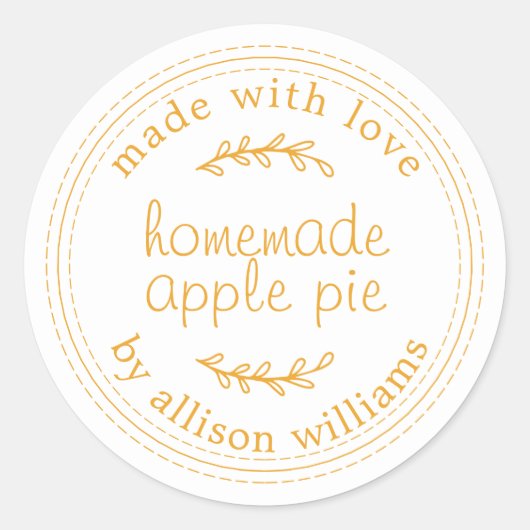Rustikale hausgemachte Backwaren Apfelkuchen gelb  Runder Aufkleber (Vorderseite)