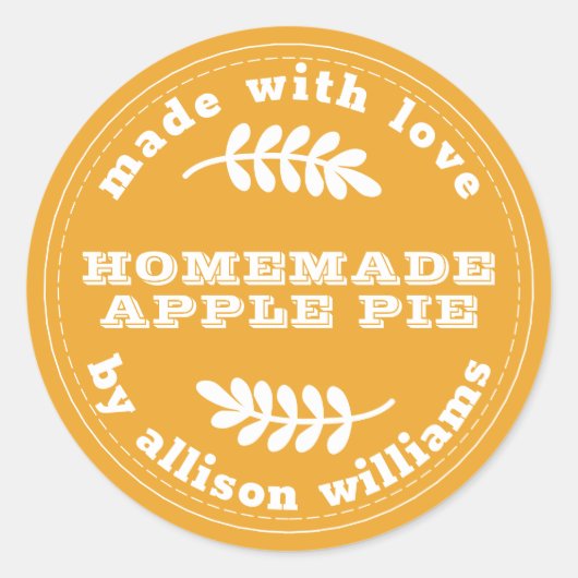 Rustikale hausgemachte Backwaren Apfelkuchen gelb Runder Aufkleber (Vorderseite)