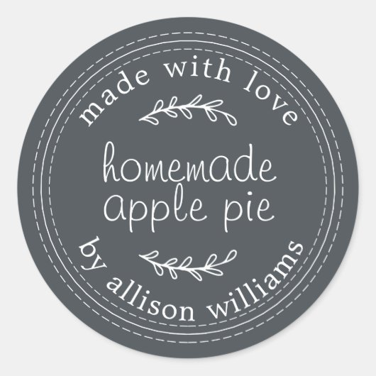 Rustikale, hausgemachte Backwaren Apple Pie Black Runder Aufkleber (Vorderseite)