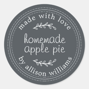 Rustikale, hausgemachte Backwaren Apple Pie Black Runder Aufkleber