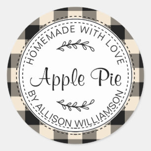 Rustikale, hausgemachte Backwaren Apple Pie Black  Runder Aufkleber