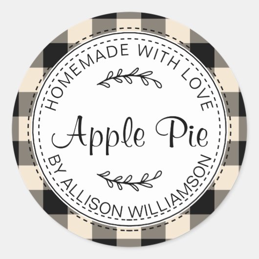 Rustikale, hausgemachte Backwaren Apple Pie Black  Runder Aufkleber (Vorderseite)