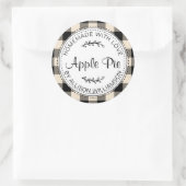 Rustikale, hausgemachte Backwaren Apple Pie Black  Runder Aufkleber (Tasche)