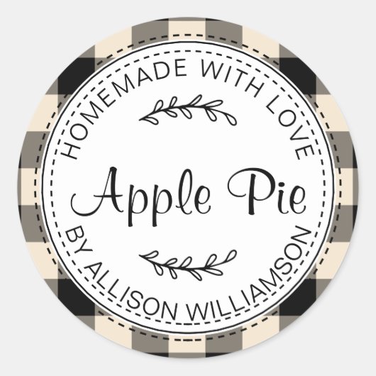 Rustikale, hausgemachte Backwaren Apple Pie Black  Runder Aufkleber (Vorderseite)