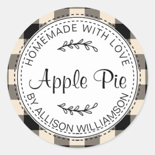 Rustikale, hausgemachte Backwaren Apple Pie Black  Runder Aufkleber