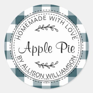 Rustikale, hausgemachte Backwaren Apple Pie Blue K Runder Aufkleber