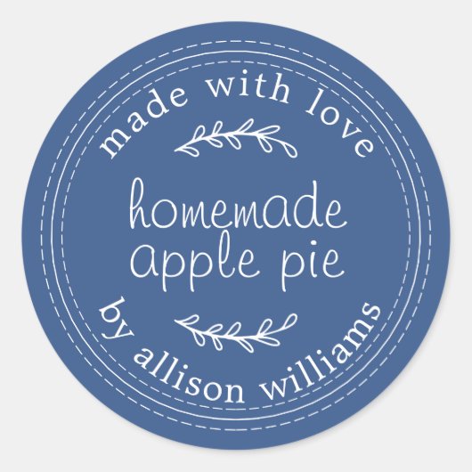Rustikale, hausgemachte Backwaren Apple Pie Blue Runder Aufkleber (Vorderseite)
