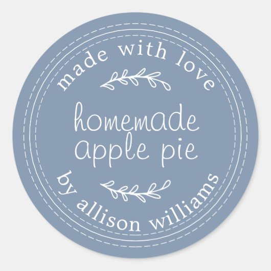 Rustikale, hausgemachte Backwaren Apple Pie Blue Runder Aufkleber (Vorderseite)