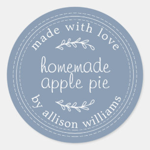 Rustikale, hausgemachte Backwaren Apple Pie Blue Runder Aufkleber