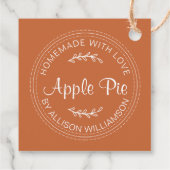 Rustikale, hausgemachte Backwaren Apple Pie Burnt  Geschenkanhänger (Rückseite)