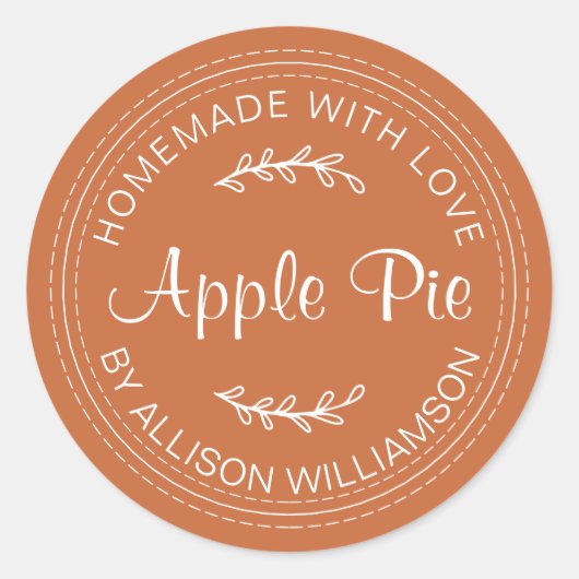 Rustikale, hausgemachte Backwaren Apple Pie Burnt Runder Aufkleber (Vorderseite)