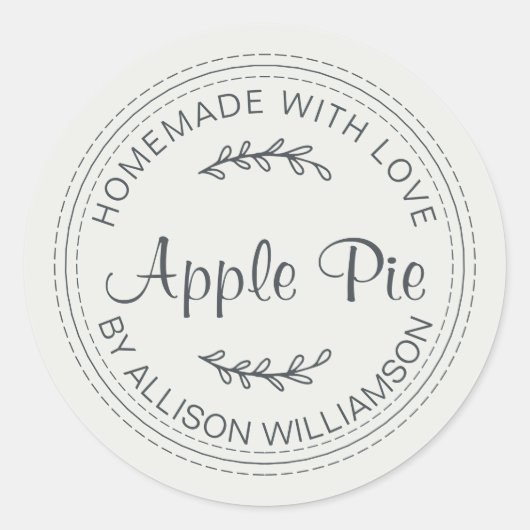 Rustikale, hausgemachte Backwaren Apple Pie Gray Runder Aufkleber (Vorderseite)