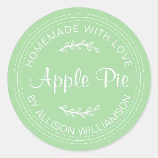 Rustikale, hausgemachte Backwaren Apple Pie Green Runder Aufkleber (Vorderseite)