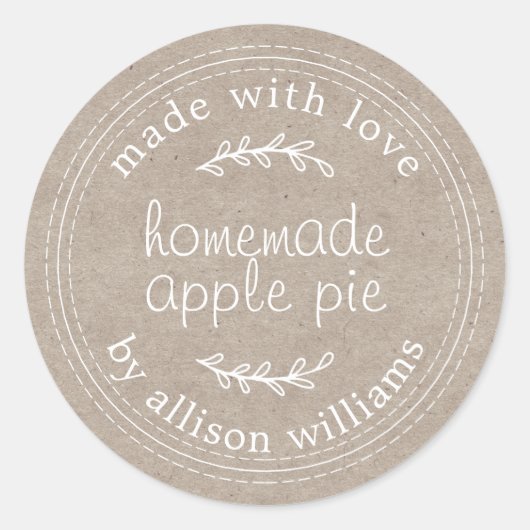 Rustikale, hausgemachte Backwaren Apple Pie Kraft  Runder Aufkleber (Vorderseite)