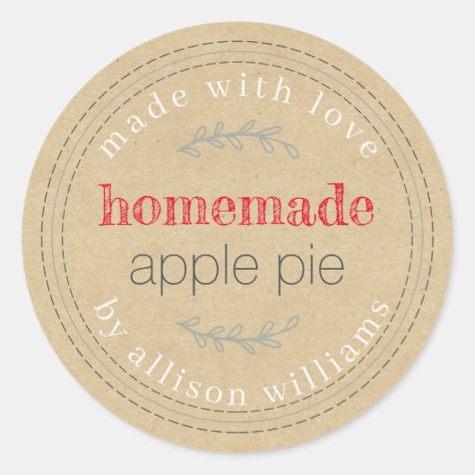 Rustikale, hausgemachte Backwaren Apple Pie Kraft  Runder Aufkleber (Vorderseite)