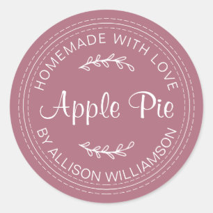 Rustikale, hausgemachte Backwaren Apple Pie Lila Runder Aufkleber
