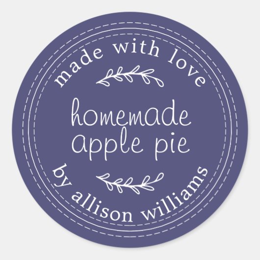 Rustikale, hausgemachte Backwaren Apple Pie Navy B Runder Aufkleber (Vorderseite)