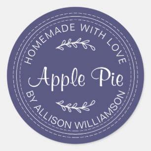 Rustikale, hausgemachte Backwaren Apple Pie Navy B Runder Aufkleber