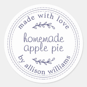 Rustikale, hausgemachte Backwaren Apple Pie Navy B Runder Aufkleber