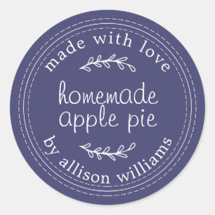 Rustikale hausgemachte Backwaren Apple Pie Navy Bl Runder Aufkleber