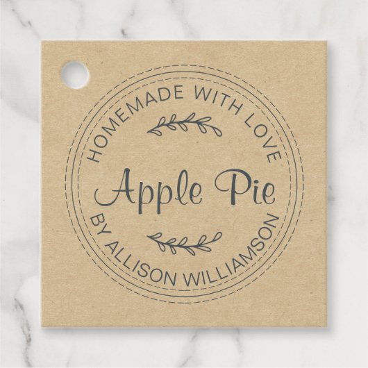 Rustikale, hausgemachte Backwaren Apple Pie Schwar Geschenkanhänger (Vorderseite)