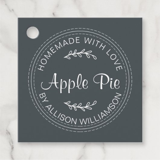 Rustikale, hausgemachte Backwaren Apple Pie Schwar Geschenkanhänger (Vorderseite)
