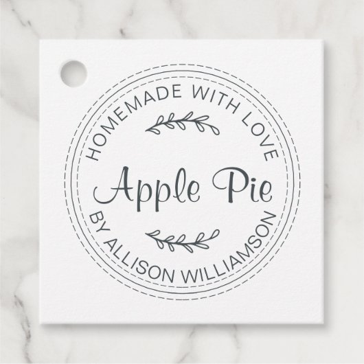 Rustikale, hausgemachte Backwaren Apple Pie Schwar Geschenkanhänger (Vorderseite)