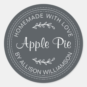 Rustikale, hausgemachte Backwaren Apple Pie Schwar Runder Aufkleber