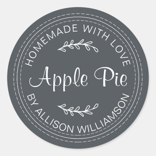 Rustikale, hausgemachte Backwaren Apple Pie Schwar Runder Aufkleber (Vorderseite)