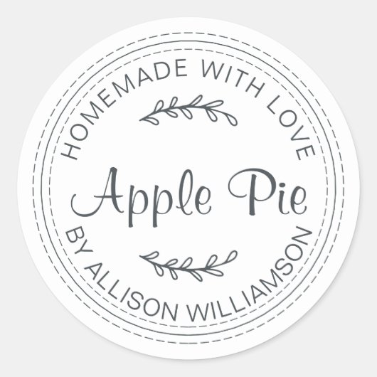 Rustikale, hausgemachte Backwaren Apple Pie Schwar Runder Aufkleber (Vorderseite)