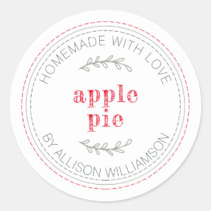 Rustikale, hausgemachte Backwaren Apple Pie White Runder Aufkleber