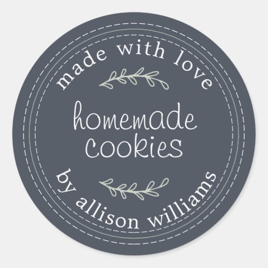 Rustikale hausgemachte Backwaren Cookies Navy Blue Runder Aufkleber (Vorderseite)