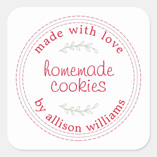 Rustikale, hausgemachte Backwaren Cookies Quadratischer Aufkleber (Vorderseite)