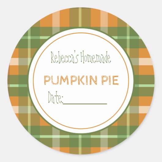 Rustikale, hausgemachte Backwaren Herbst Kariert Runder Aufkleber (Vorderseite)