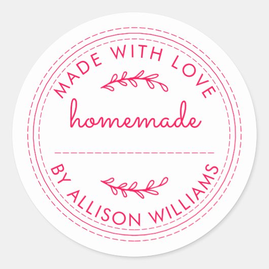 Rustikale hausgemachte Backwaren Jam Bright Pink Runder Aufkleber (Vorderseite)